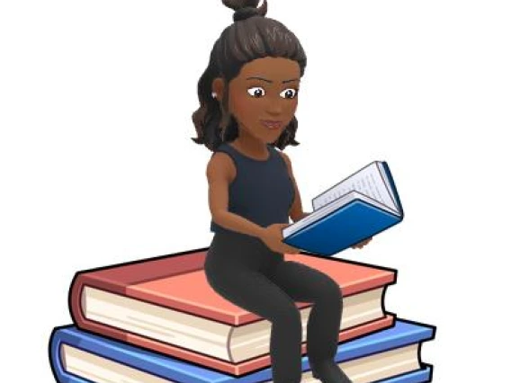 El sitting on books 