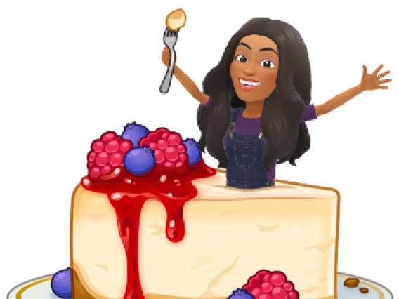 isabella bitmoji in a cheesecake